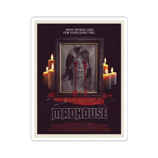 MADHOUSE (2) 1974 Movie Poster - STICKER Vinyl Kiss-Cut Decal 2 Inch White - The Sticker Space