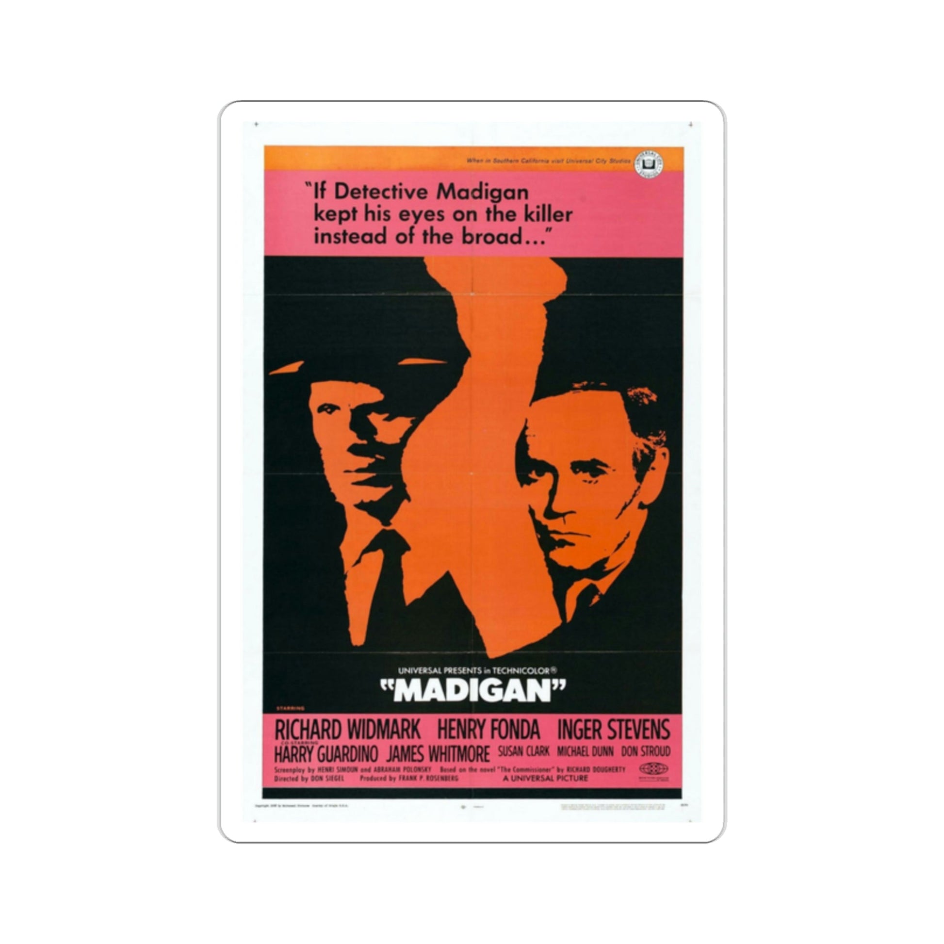 Madigan 1968 Movie Poster STICKER Vinyl Die-Cut Decal-2 Inch-The Sticker Space