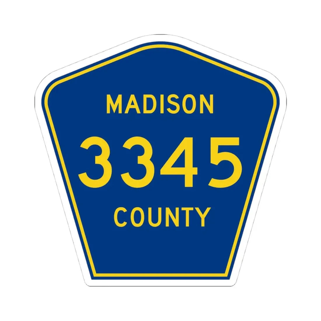 Madison County Route 3345 AR (Arkansas) (Road Sign) STICKER Vinyl Kiss-Cut Decal 4 Inch White - The Sticker Space