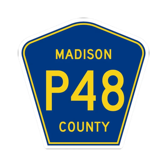 Madison County Route P48 IA (Iowa) (Road Sign) STICKER Vinyl Kiss-Cut Decal 2 Inch White - The Sticker Space