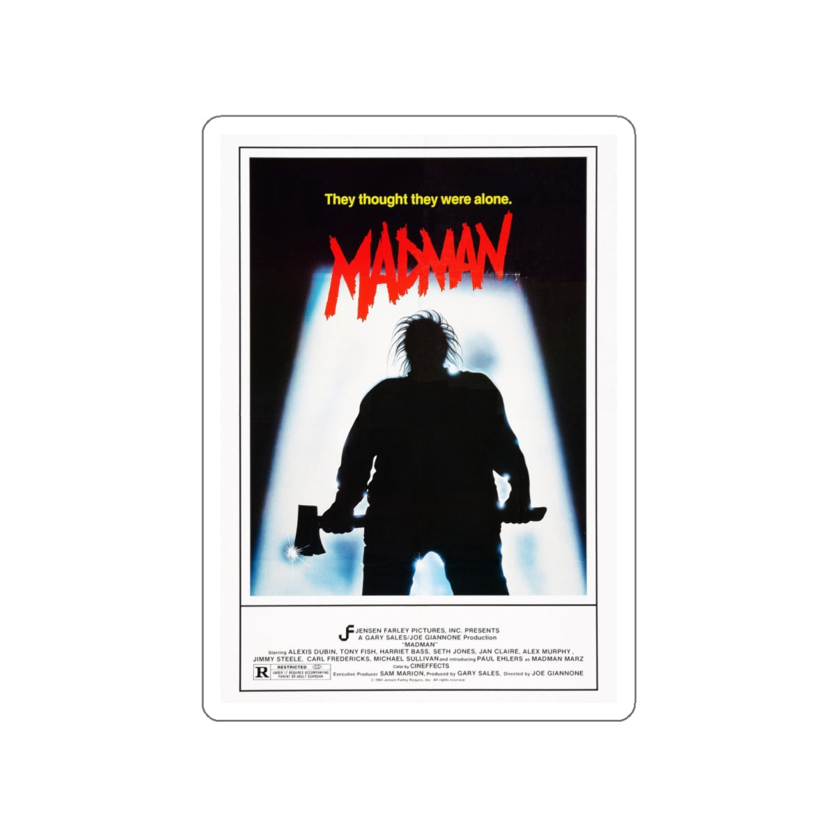 MADMAN 1981 Movie Poster STICKER Vinyl Die-Cut Decal-5 Inch-The Sticker Space