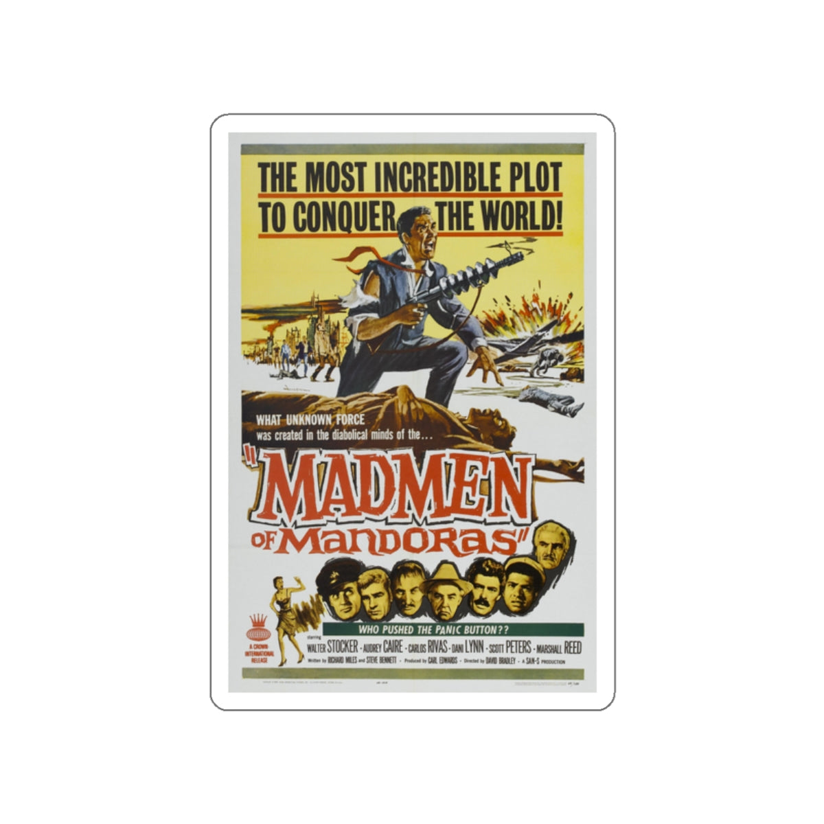 MADMEN OF MANDORAS (THEY SAVED HITLER'S BRAIN) 1963 Movie Poster STICKER Vinyl Die-Cut Decal-2 Inch-The Sticker Space