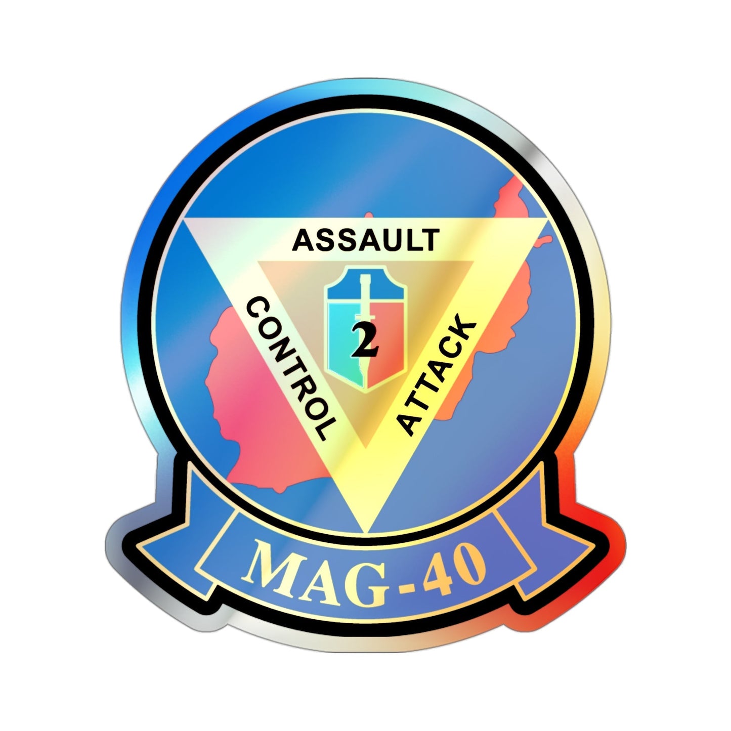 MAG 40 v2 (USMC) Holographic STICKER Die-Cut Vinyl Decal-3 Inch-The Sticker Space