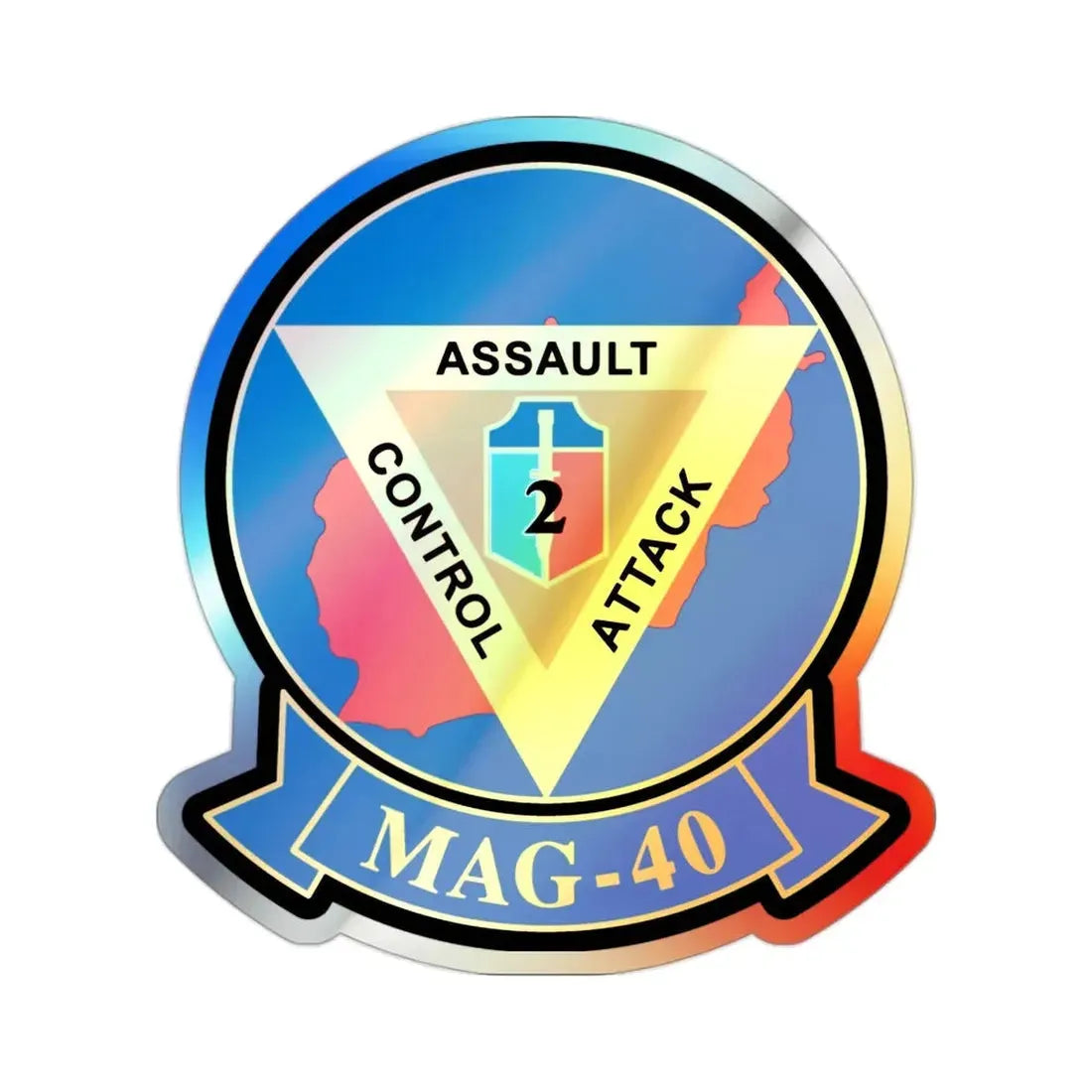 MAG 40 v2 (USMC) Holographic STICKER Die-Cut Vinyl Decal - The Sticker Space