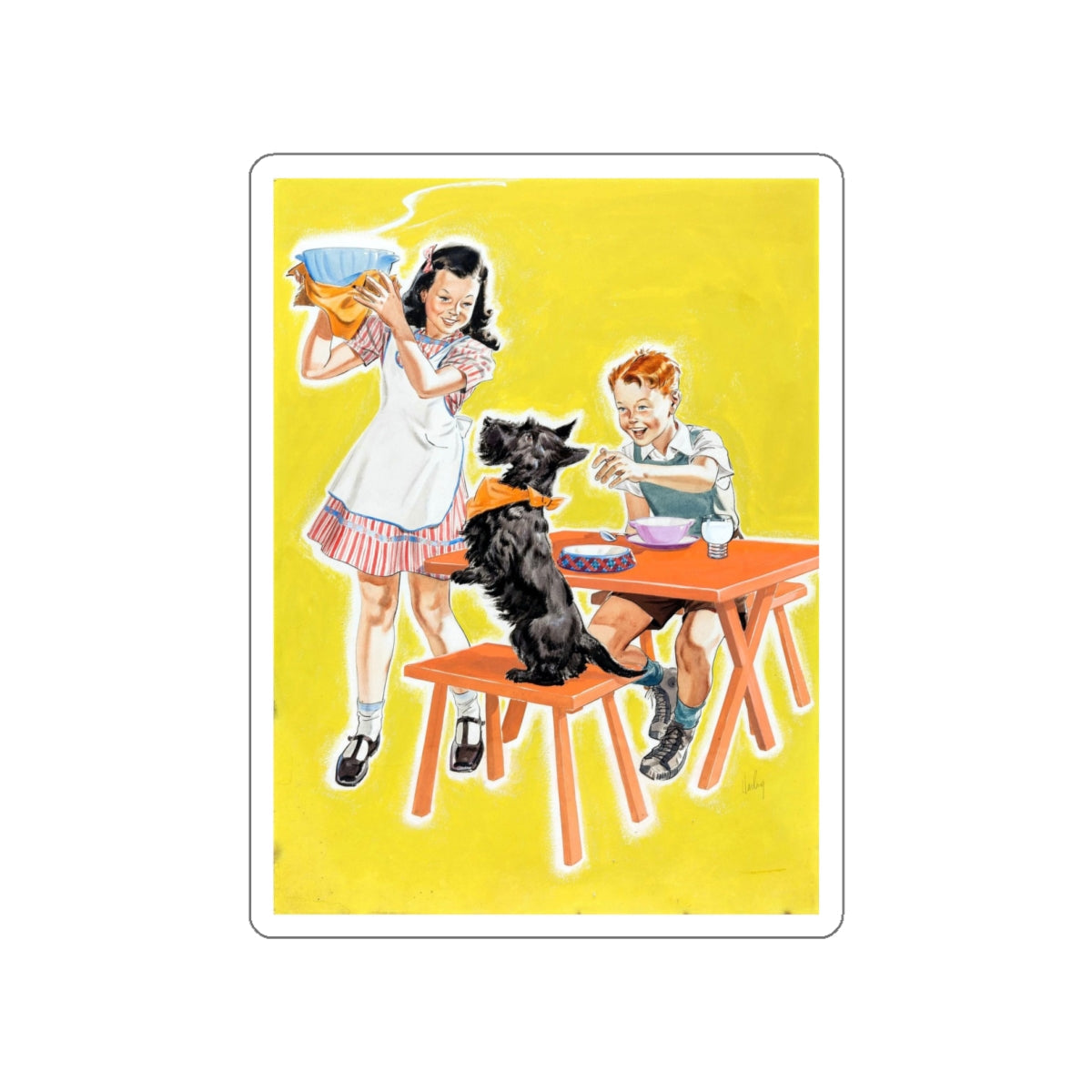 Magazine Illustration (1940s) (Magazine Illustration) STICKER Vinyl Die-Cut Decal-White-The Sticker Space