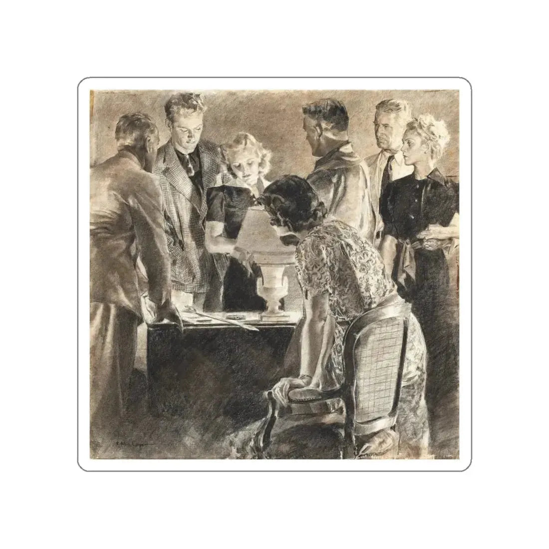 Magazine illustration, c. 1940s (Magazine Illustration) STICKER Vinyl Die-Cut Decal - The Sticker Space