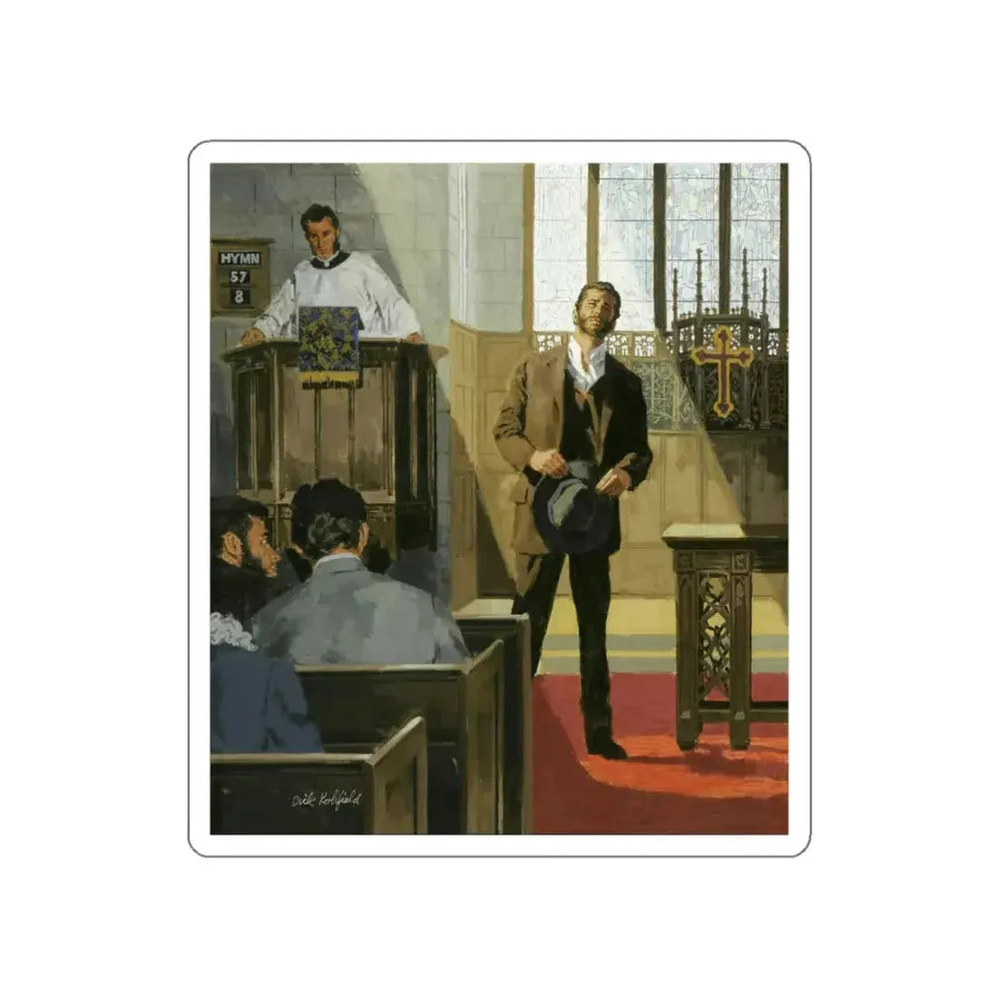 Magazine Story Illustration, c.1950 (Magazine Illustration) STICKER Vinyl Die-Cut Decal White Die-Cut 4 Inch - The Sticker Space