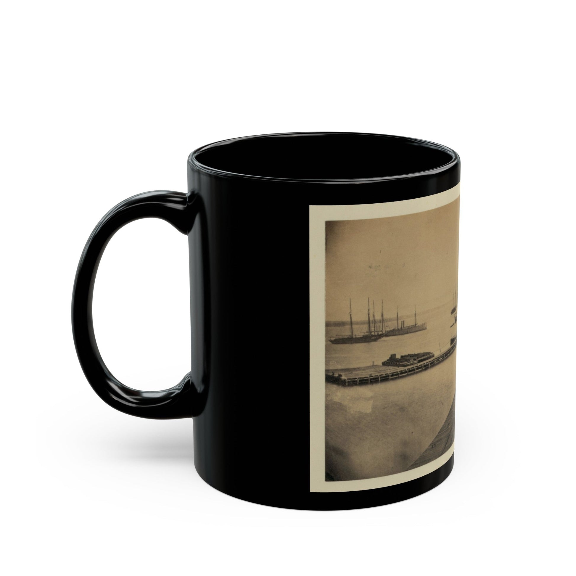 Magazine Wharf, City Point; January 1865 (U.S. Civil War) Black Coffee Mug-The Sticker Space