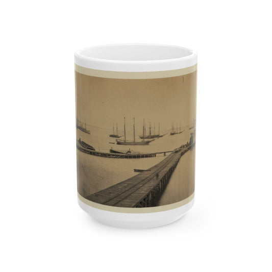 Magazine Wharf, City Point; January 1865 (U.S. Civil War) White Coffee Mug-15oz-The Sticker Space