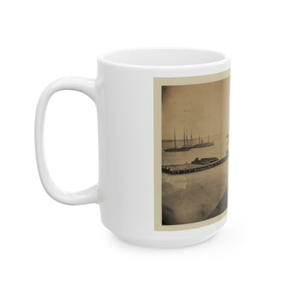 Magazine Wharf, City Point; January 1865 (U.S. Civil War) White Coffee Mug-The Sticker Space