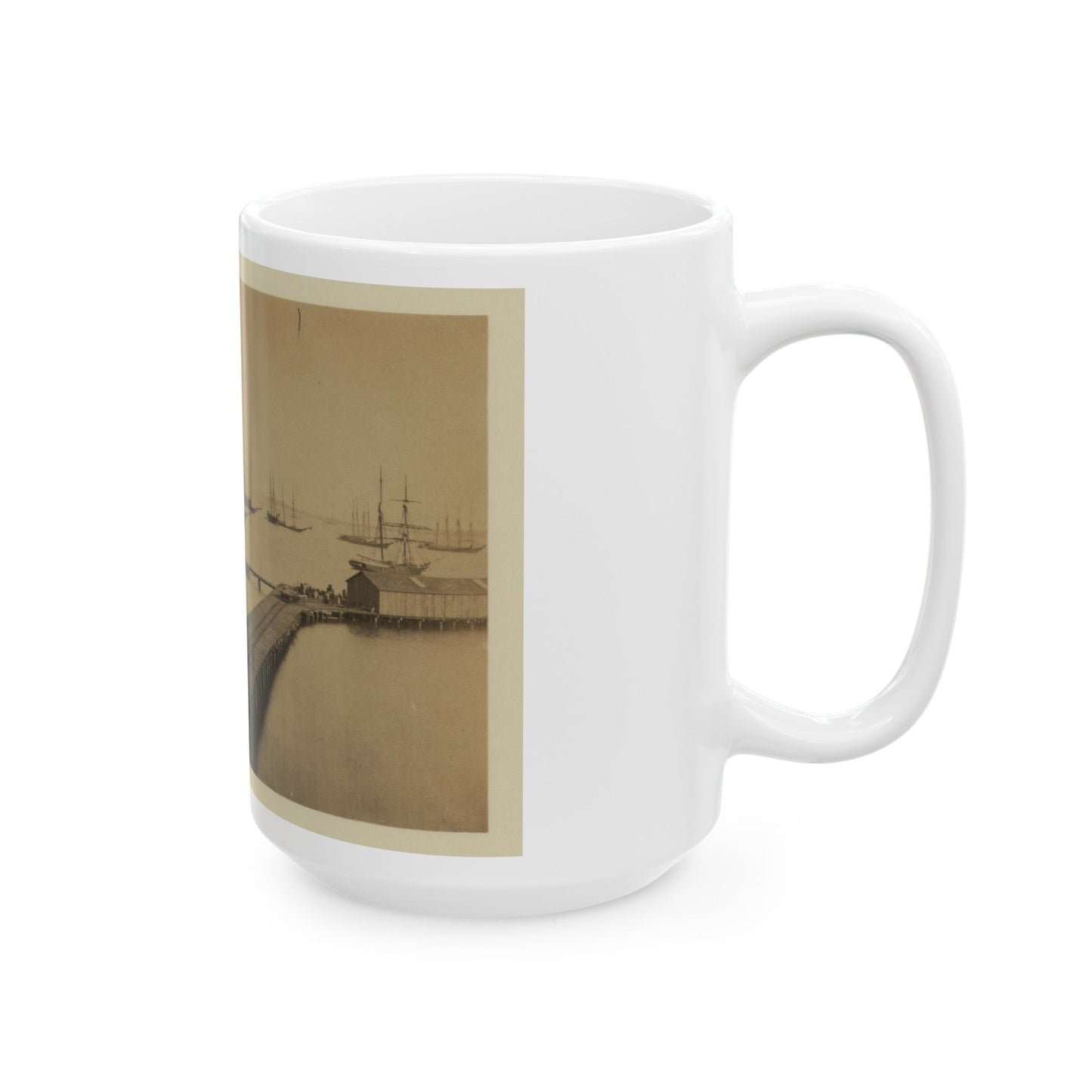 Magazine Wharf, City Point; January 1865 (U.S. Civil War) White Coffee Mug-The Sticker Space