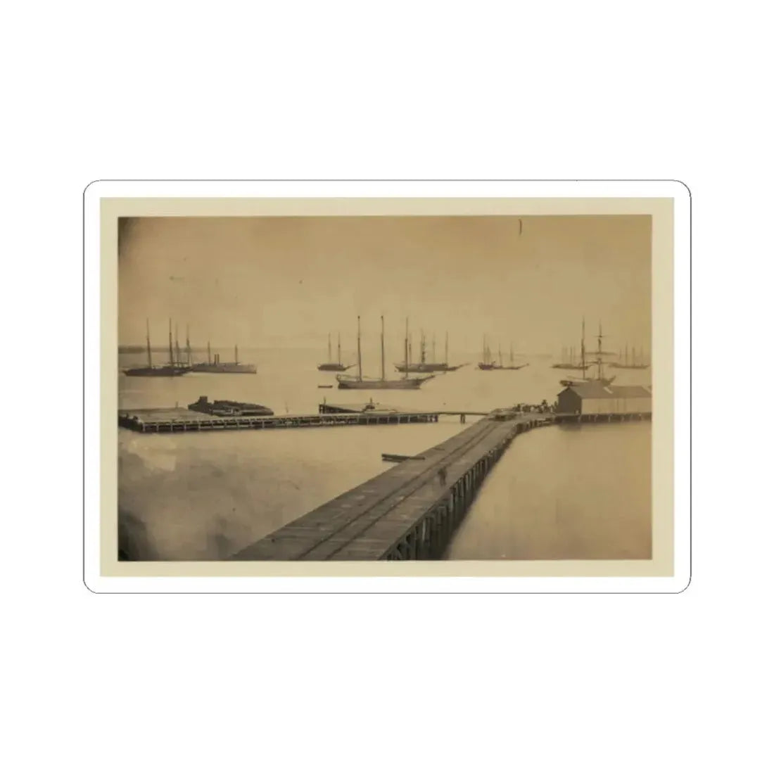 Magazine Wharf, City Point; January 1865 (U.S. Civil War) STICKER Vinyl Kiss-Cut Decal 2 Inch White - The Sticker Space