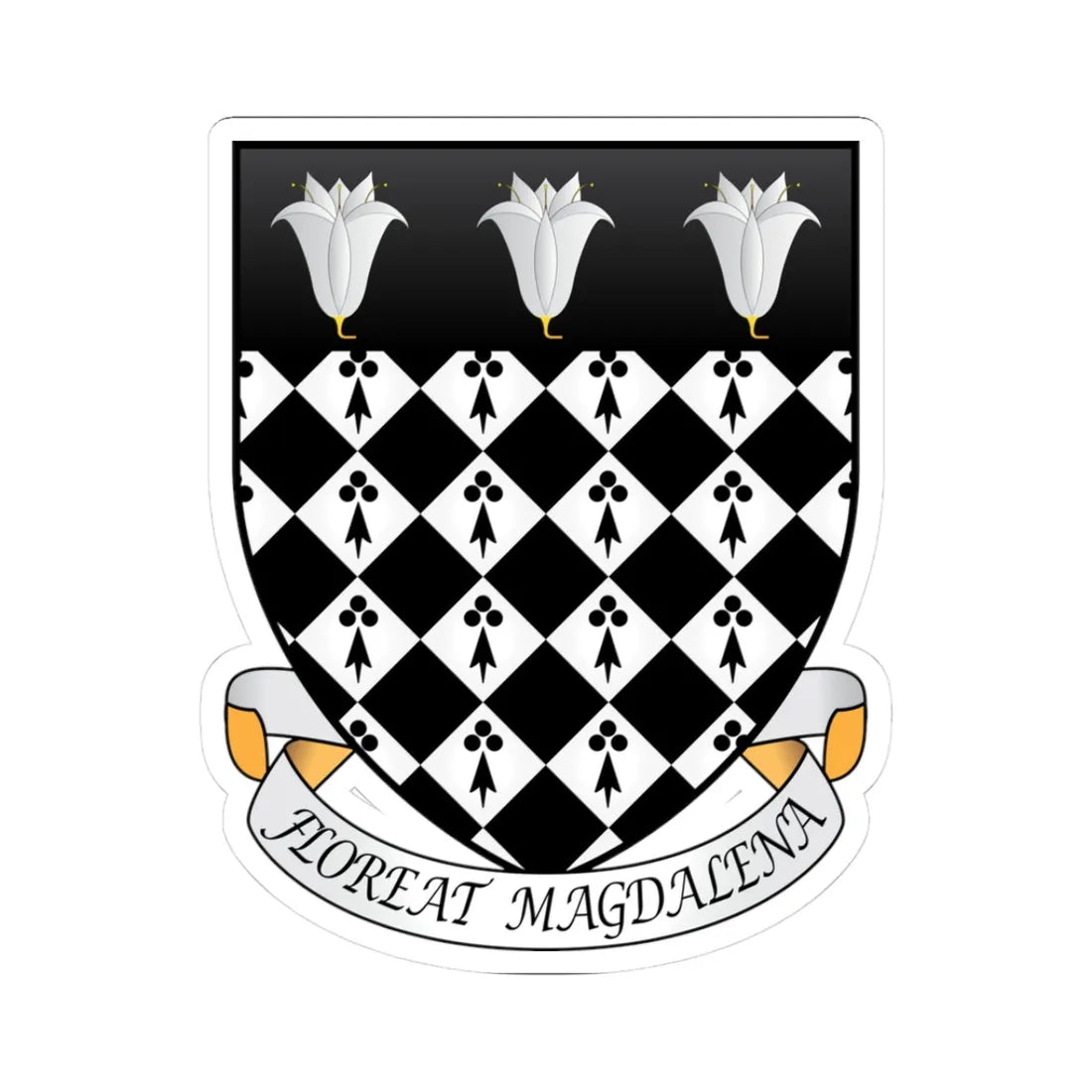 Magdalen College Oxford Coat Of Arms Motto (England) (Coat of Arms) STICKER Vinyl Kiss-Cut Decal 3 Inch White - The Sticker Space
