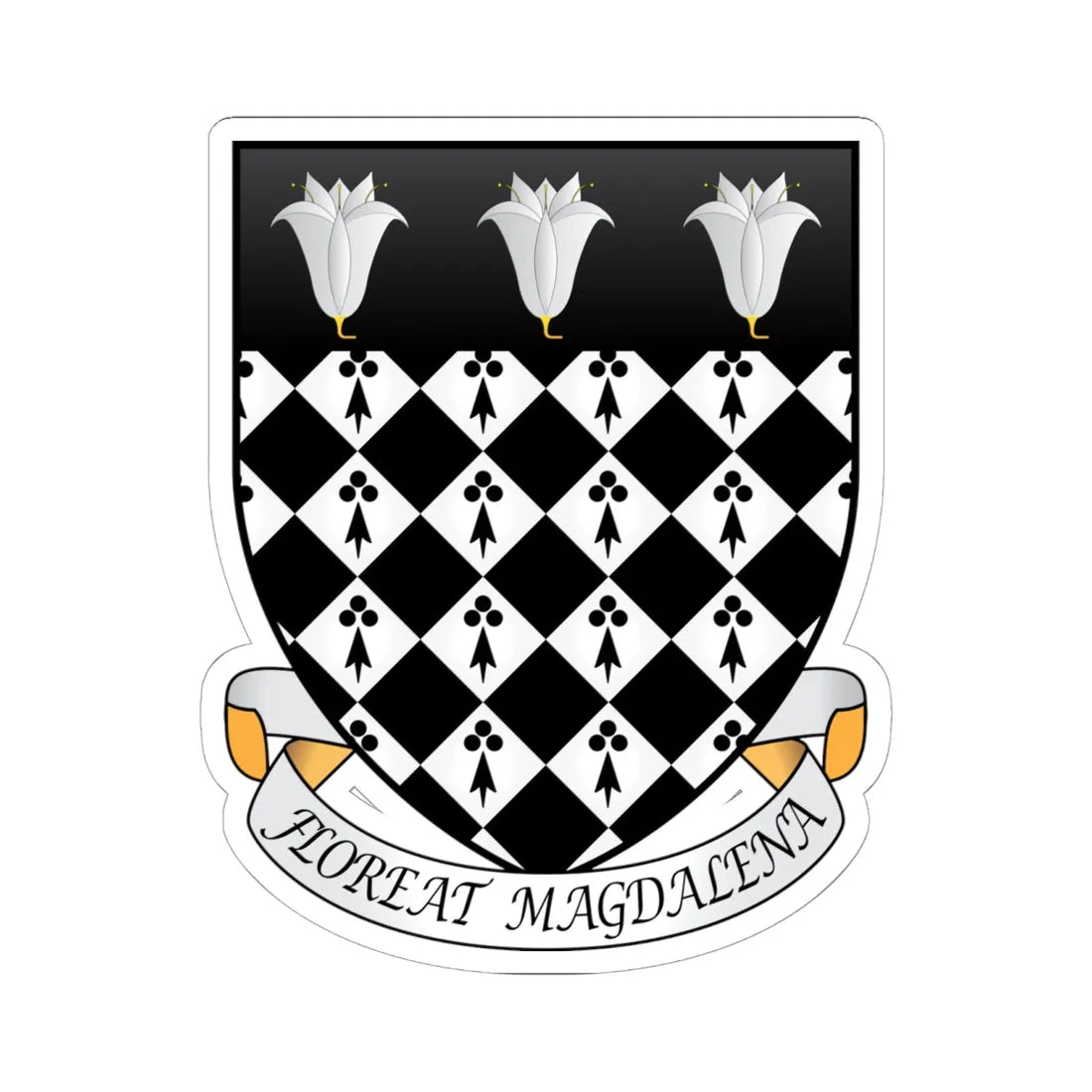 Magdalen College Oxford Coat Of Arms Motto (England) (Coat of Arms) STICKER Vinyl Kiss-Cut Decal 6 Inch White - The Sticker Space