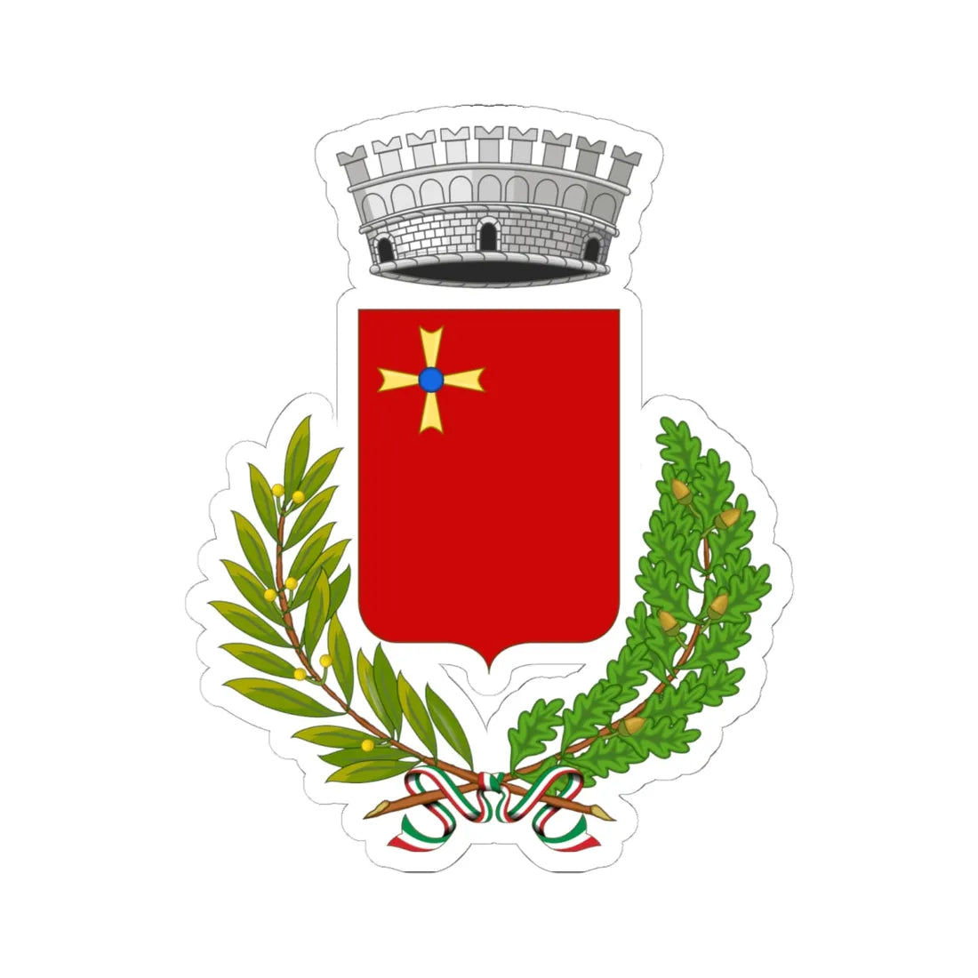 Magliano di Tenna-Stemma (Italy) (Coat of Arms) STICKER Vinyl Kiss-Cut Decal 6 Inch White - The Sticker Space