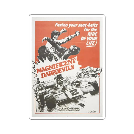 MAGNIFICENT DAREDEVILS 1973 Movie Poster - STICKER Vinyl Kiss-Cut Decal 2 Inch White - The Sticker Space