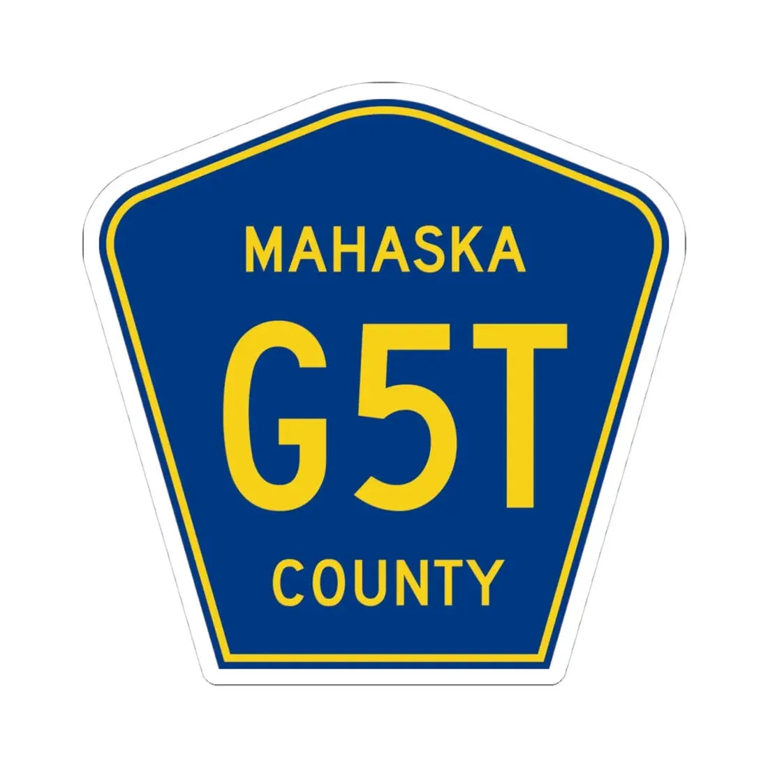 Mahaska County Route G5T IA (Iowa) (Road Sign) STICKER Vinyl Kiss-Cut Decal 4 Inch White - The Sticker Space