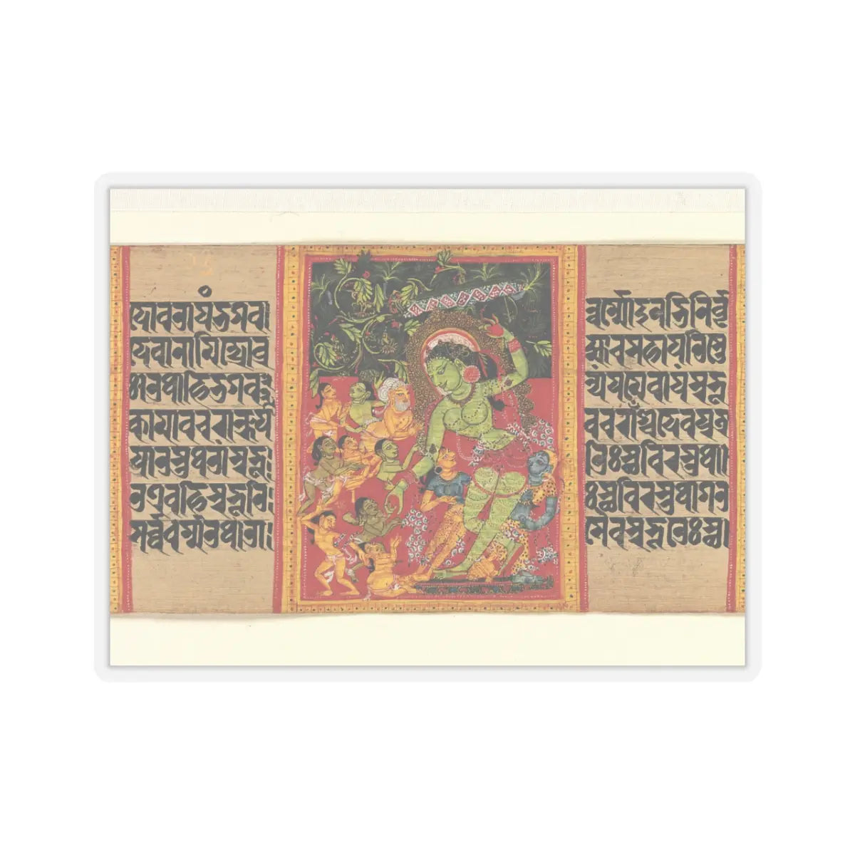 Mahavihara Master - Green Tara Dispensing Boons to Ecstatic Devotees- Folio from a Manuscript of the - early 12th century v1 - STICKER Vinyl Kiss-Cut Decal