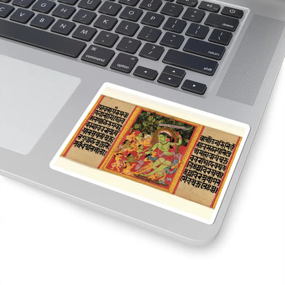 Mahavihara Master - Green Tara Dispensing Boons to Ecstatic Devotees- Folio from a Manuscript of the - early 12th century v1 - STICKER Vinyl Kiss-Cut Decal