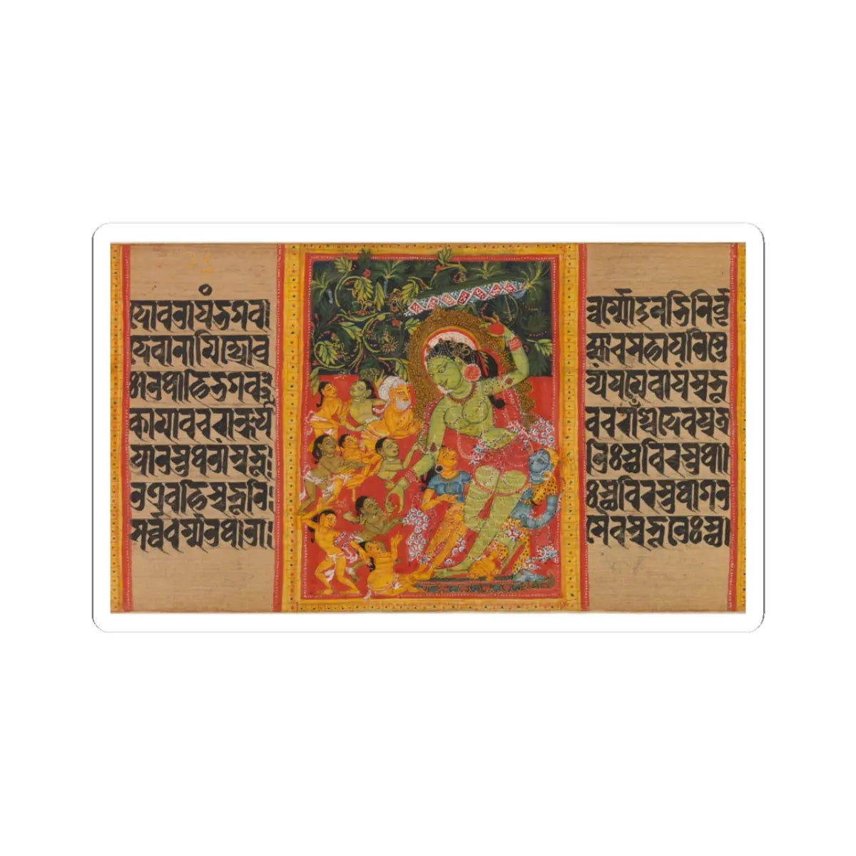 Mahavihara Master - Green Tara Dispensing Boons to Ecstatic Devotees- Folio from a Manuscript of the - early 12th century v2 - STICKER Vinyl Kiss-Cut Decal