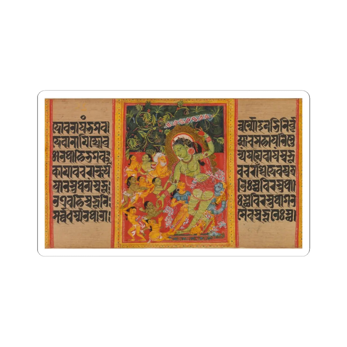 Mahavihara Master - Green Tara Dispensing Boons to Ecstatic Devotees- Folio from a Manuscript of the - early 12th century v2 - STICKER Vinyl Kiss-Cut Decal