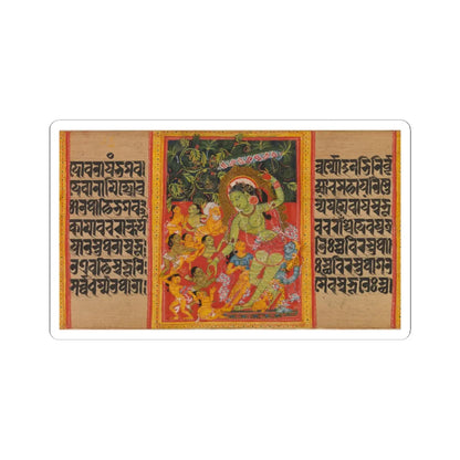 Mahavihara Master - Green Tara Dispensing Boons to Ecstatic Devotees- Folio from a Manuscript of the - early 12th century v2 - STICKER Vinyl Kiss-Cut Decal