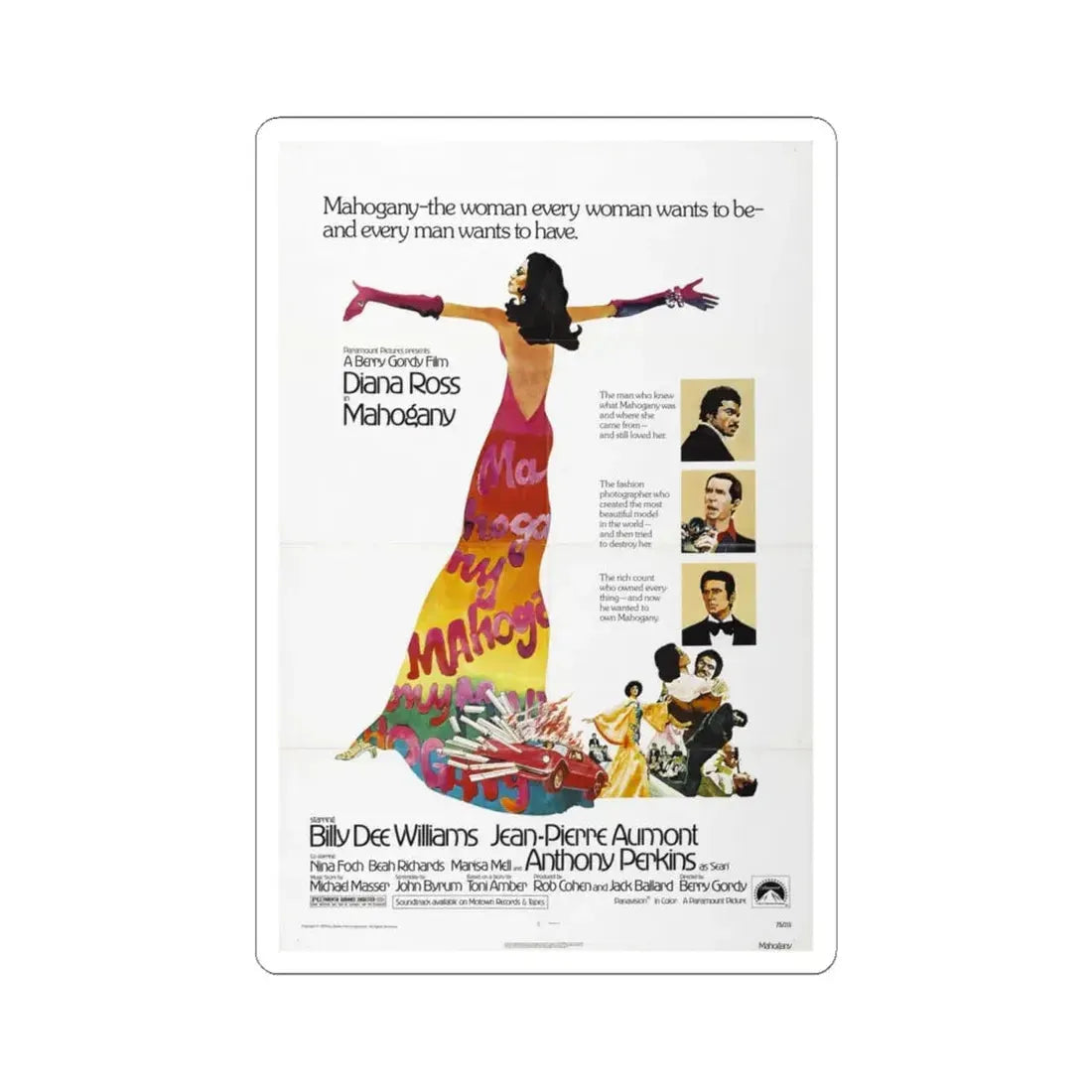 Mahogany 1975 Movie Poster - STICKER Vinyl Kiss-Cut Decal 6 Inch White - The Sticker Space