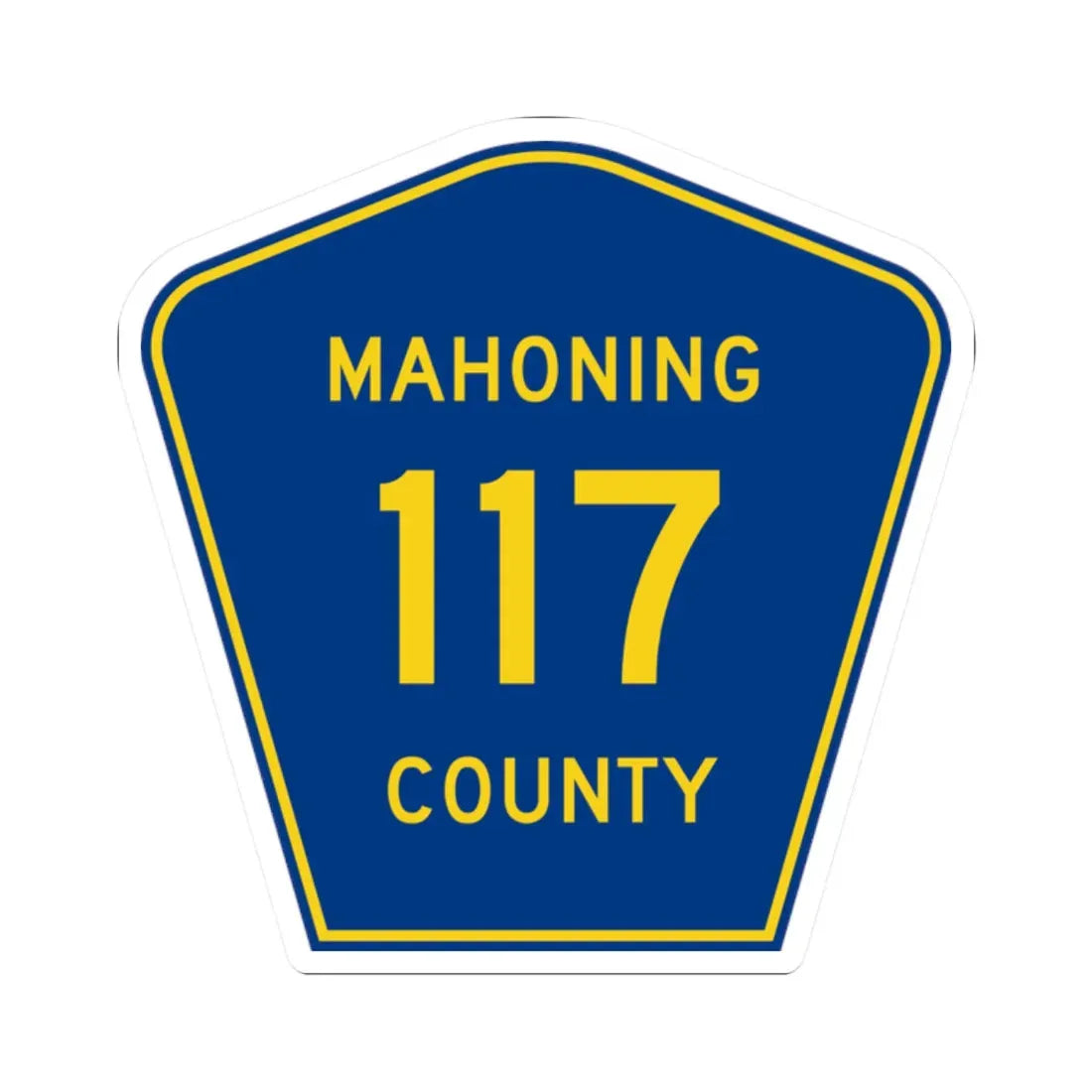 Mahoning County 117 (Ohio) (Road Sign) STICKER Vinyl Kiss-Cut Decal 2 Inch White - The Sticker Space