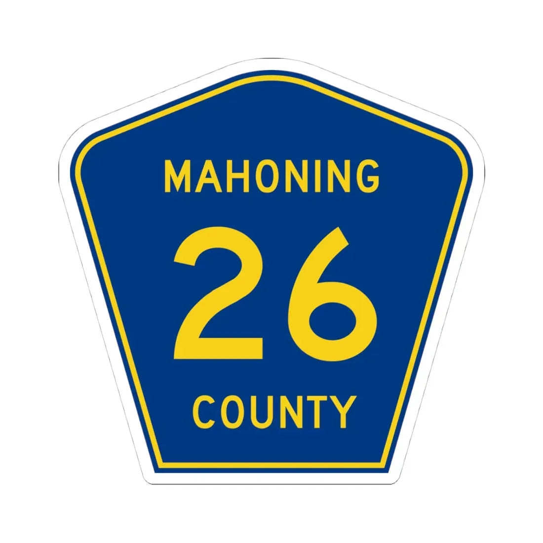 Mahoning County 26 (Ohio) (Road Sign) STICKER Vinyl Kiss-Cut Decal 4 Inch White - The Sticker Space