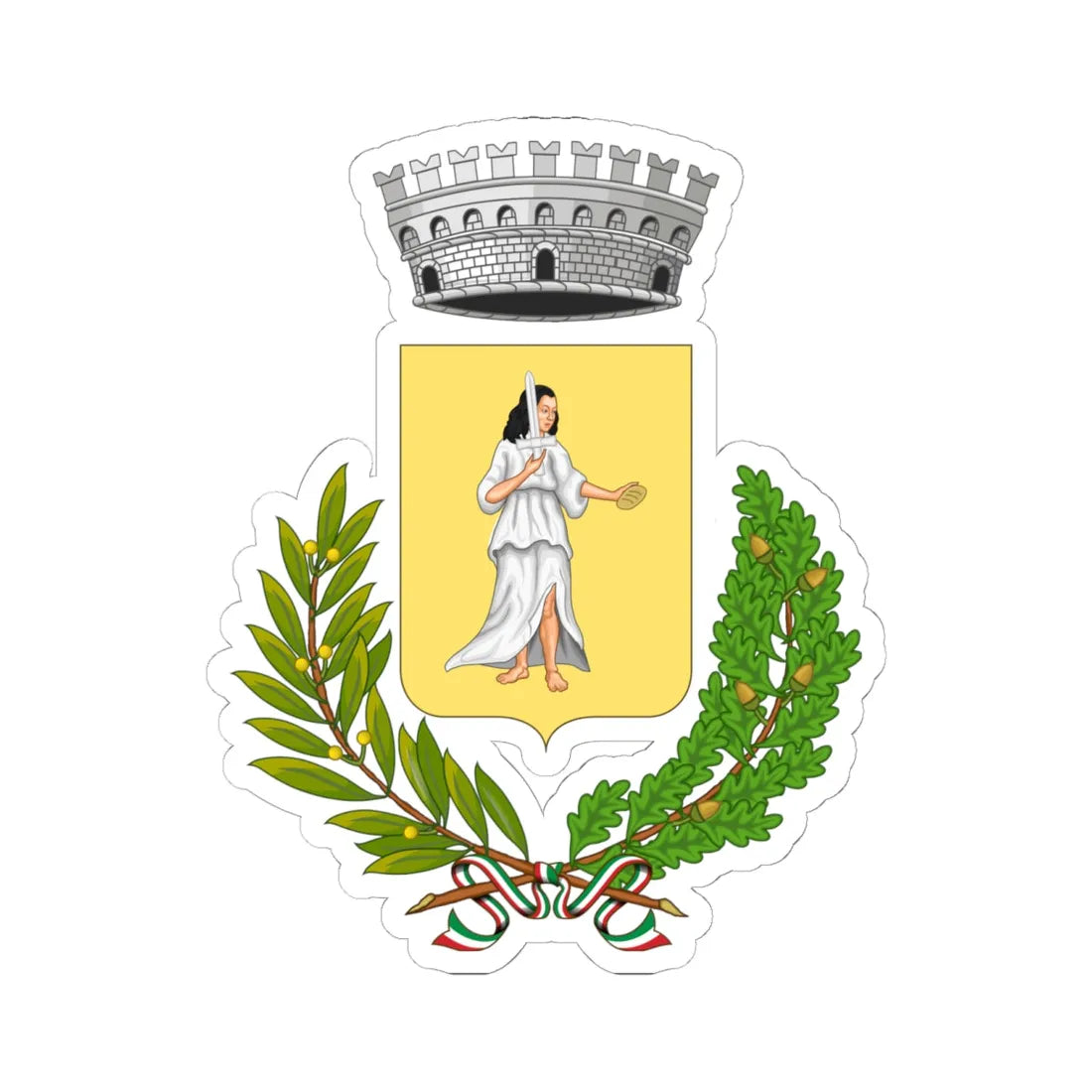 Maida-Stemma (Italy) (Coat of Arms) STICKER Vinyl Kiss-Cut Decal 6 Inch White - The Sticker Space