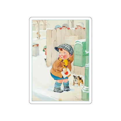 Mailing the Valentine (Magazine Illustration) STICKER Vinyl Die-Cut Decal White Die-Cut 3 Inch - The Sticker Space