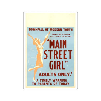 MAIN STREET GIRL Movie Poster - STICKER Vinyl Kiss-Cut Decal 3 Inch White - The Sticker Space