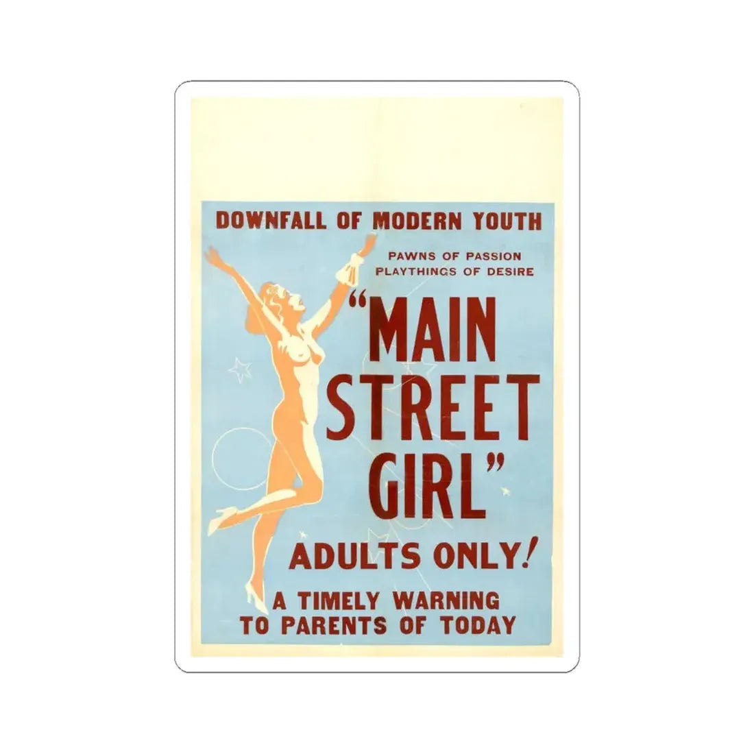 MAIN STREET GIRL Movie Poster - STICKER Vinyl Kiss-Cut Decal 6 Inch White - The Sticker Space