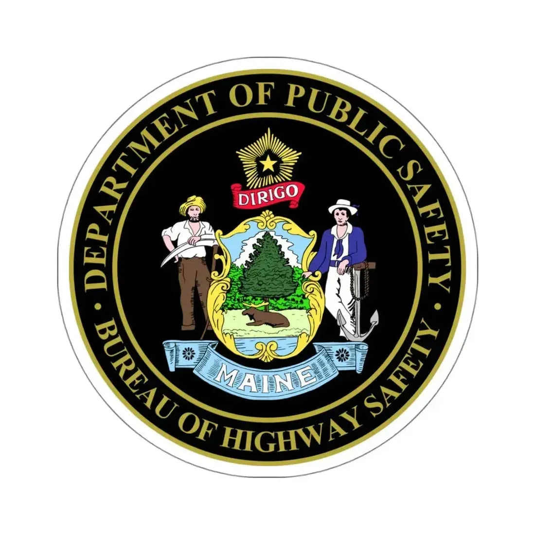 Maine Bureau of Highway Safety - STICKER Vinyl Kiss-Cut Decal 4 Inch White - The Sticker Space