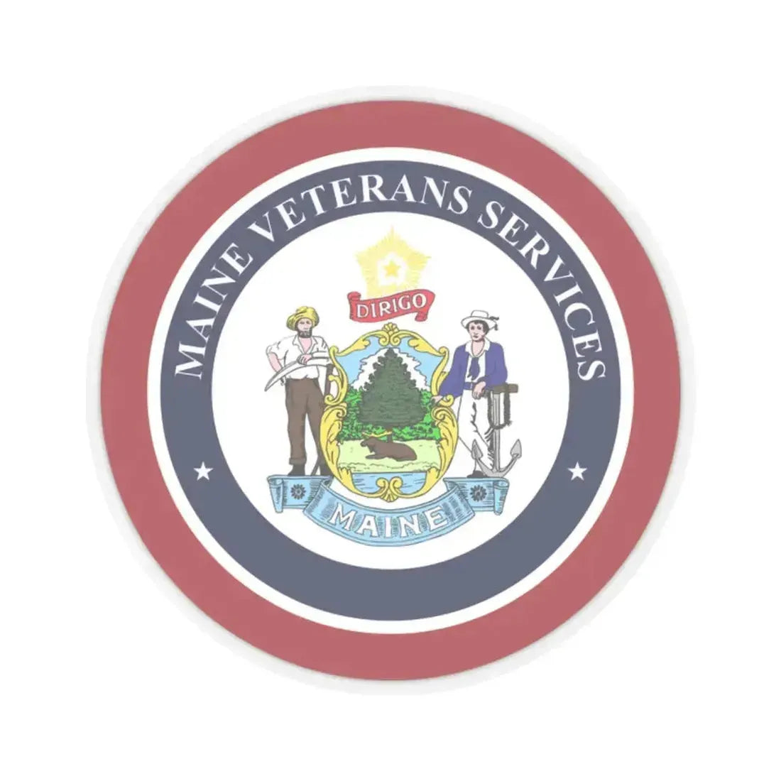 Maine Bureau of Veterans Services - STICKER Vinyl Kiss-Cut Decal 2 Inch Transparent - The Sticker Space