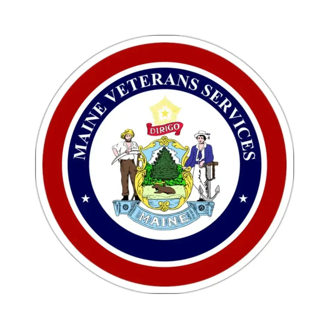 Maine Bureau of Veterans Services - STICKER Vinyl Kiss-Cut Decal 2 Inch White - The Sticker Space
