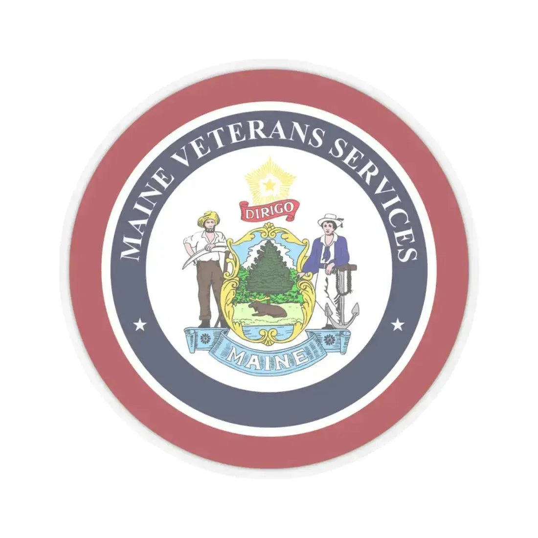 Maine Bureau of Veterans Services - STICKER Vinyl Kiss-Cut Decal 3 Inch Transparent - The Sticker Space