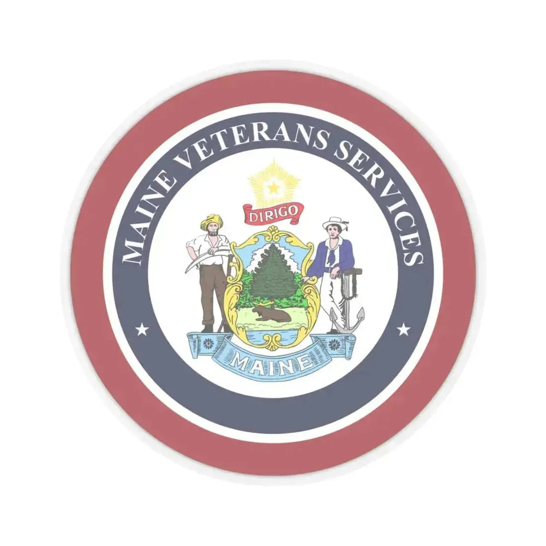 Maine Bureau of Veterans Services - STICKER Vinyl Kiss-Cut Decal 4 Inch Transparent - The Sticker Space