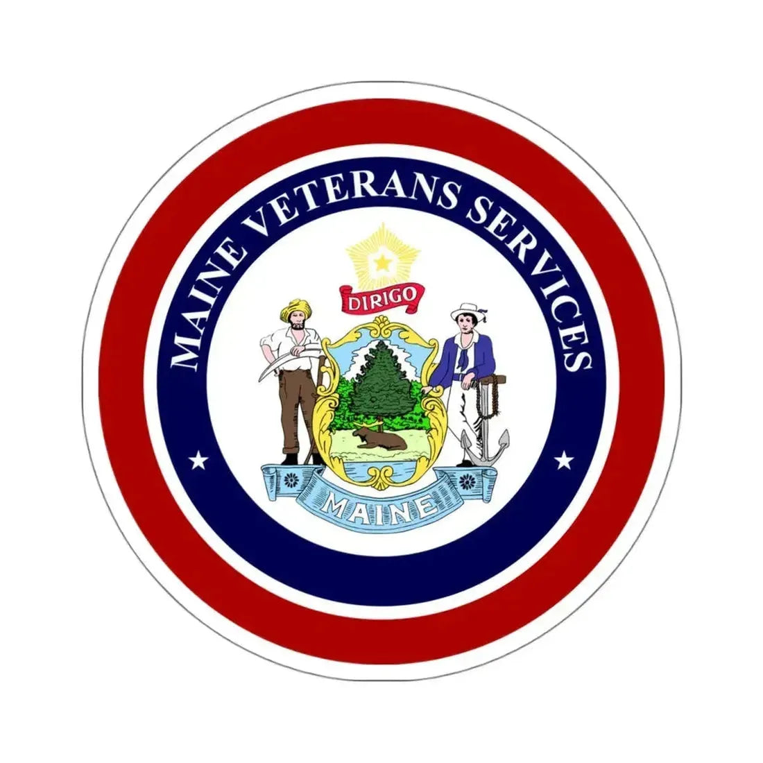 Maine Bureau of Veterans Services - STICKER Vinyl Kiss-Cut Decal 4 Inch White - The Sticker Space