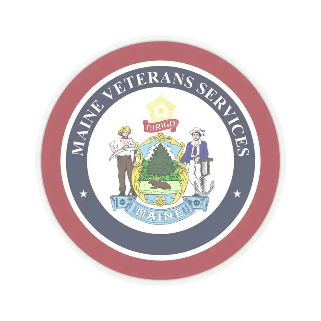 Maine Bureau of Veterans Services - STICKER Vinyl Kiss-Cut Decal 6 Inch Transparent - The Sticker Space