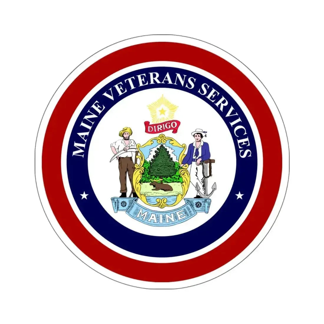 Maine Bureau of Veterans Services - STICKER Vinyl Kiss-Cut Decal 6 Inch White - The Sticker Space