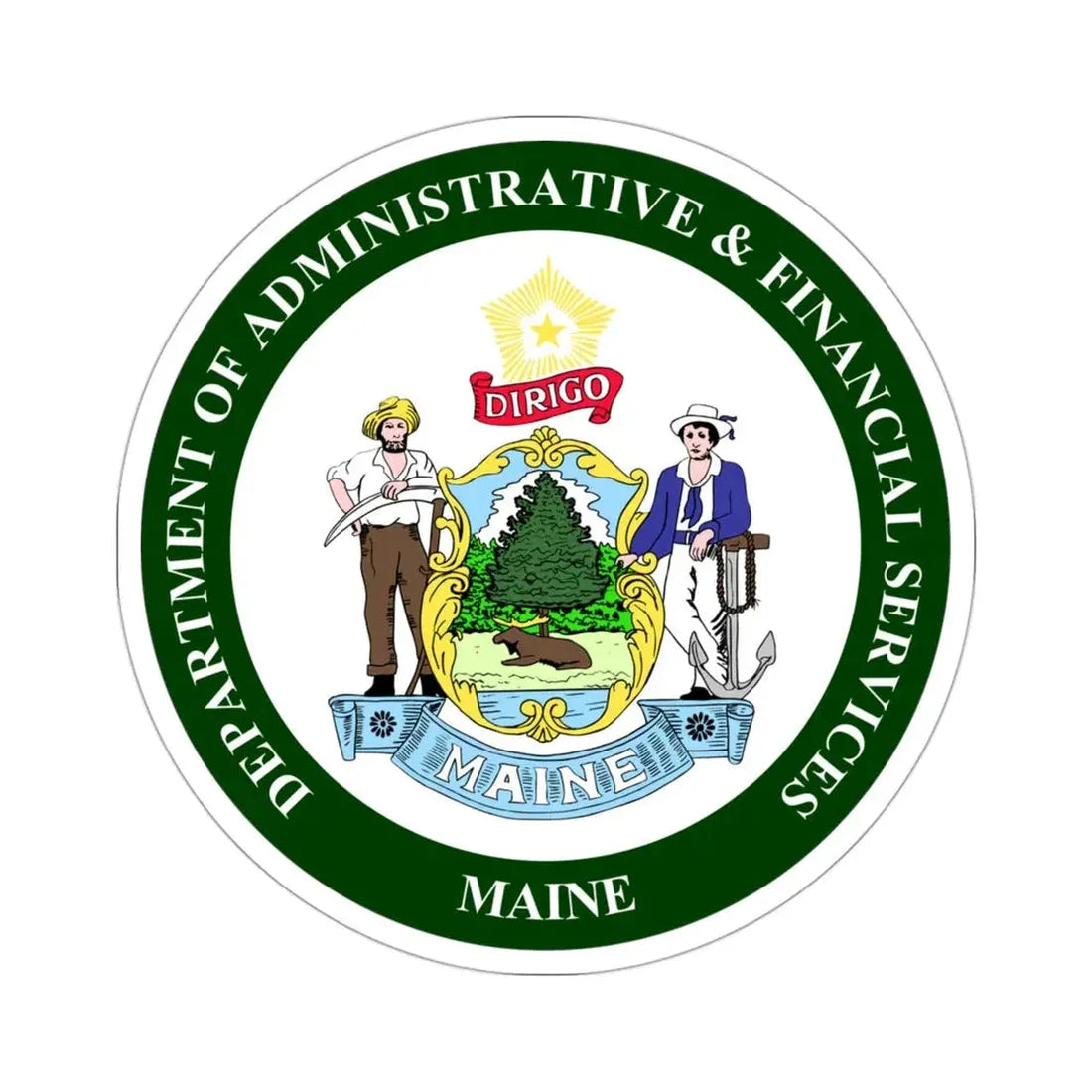 Maine Department of Administrative and Financial Services STICKER Vinyl Die-Cut Decal 3 Inch - The Sticker Space
