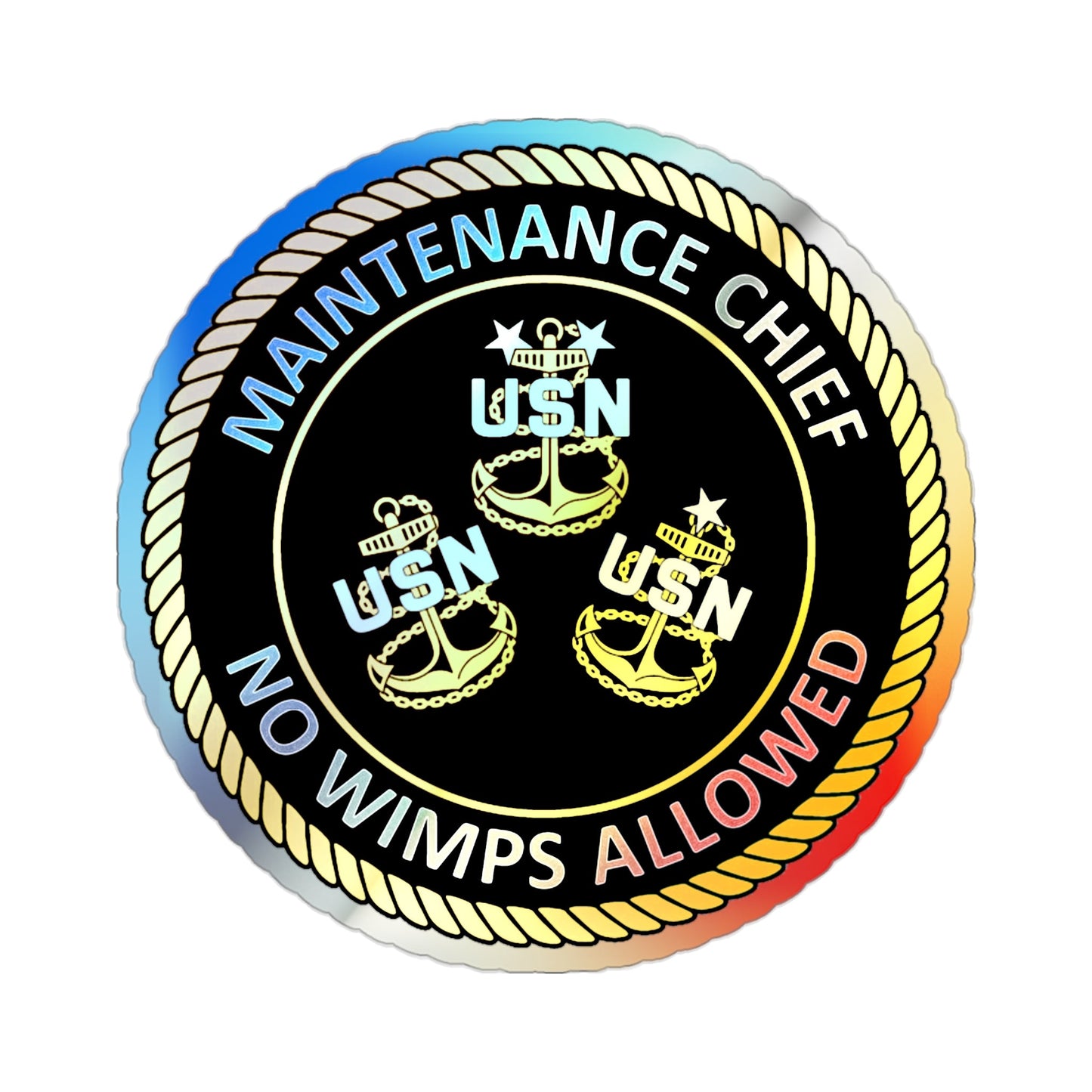 Maintenance Chief (U.S. Navy) Holographic STICKER Die-Cut Vinyl Decal-2 Inch-The Sticker Space