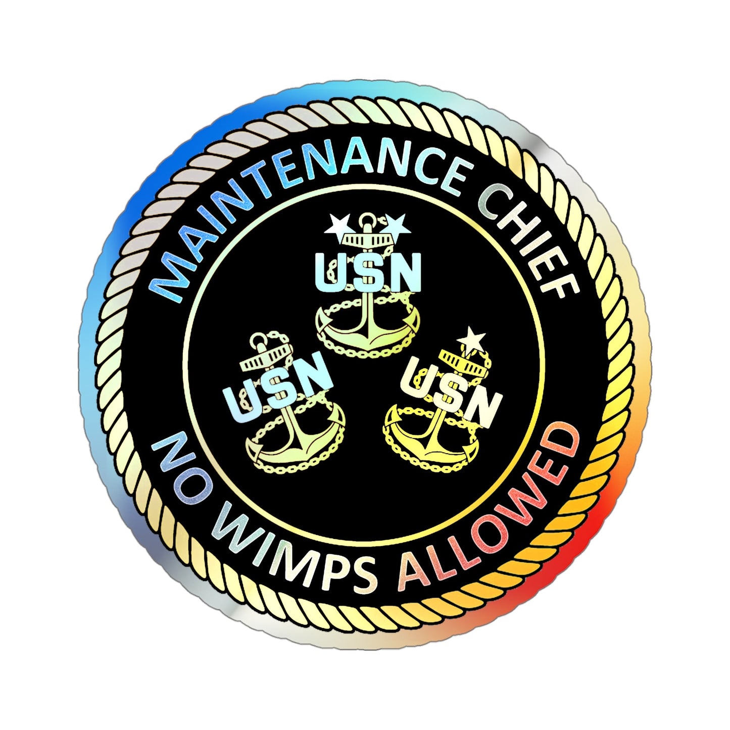 Maintenance Chief (U.S. Navy) Holographic STICKER Die-Cut Vinyl Decal-4 Inch-The Sticker Space