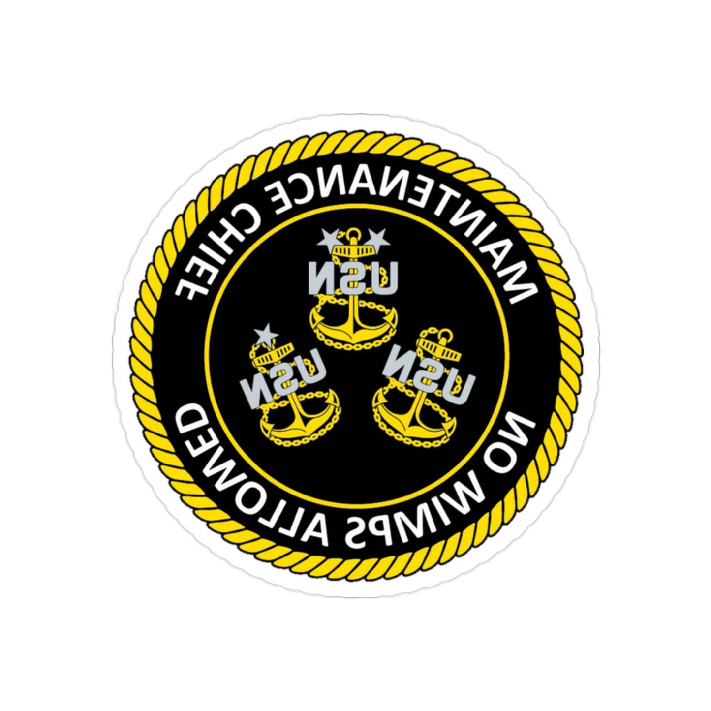 Maintenance Chief (U.S. Navy) REVERSE PRINT Transparent STICKER-2" × 2"-The Sticker Space