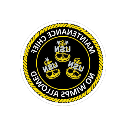 Maintenance Chief (U.S. Navy) REVERSE PRINT Transparent STICKER-3" × 3"-The Sticker Space