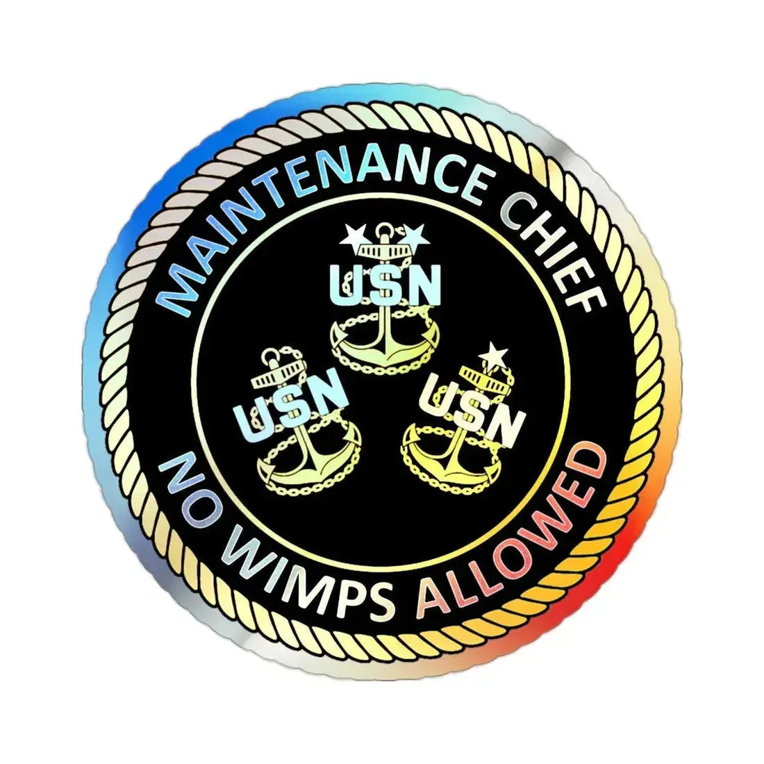 Maintenance Chief (U.S. Navy) Holographic STICKER Die-Cut Vinyl Decal 2 Inch Holographic - The Sticker Space