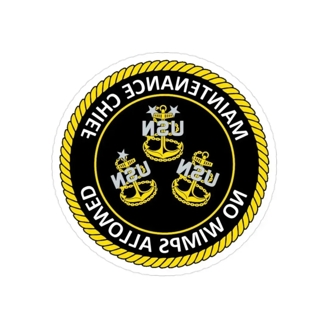 Maintenance Chief (U.S. Navy) REVERSE PRINT Transparent Die-Cut STICKER 2 Inch Die-Cut Transparent - The Sticker Space