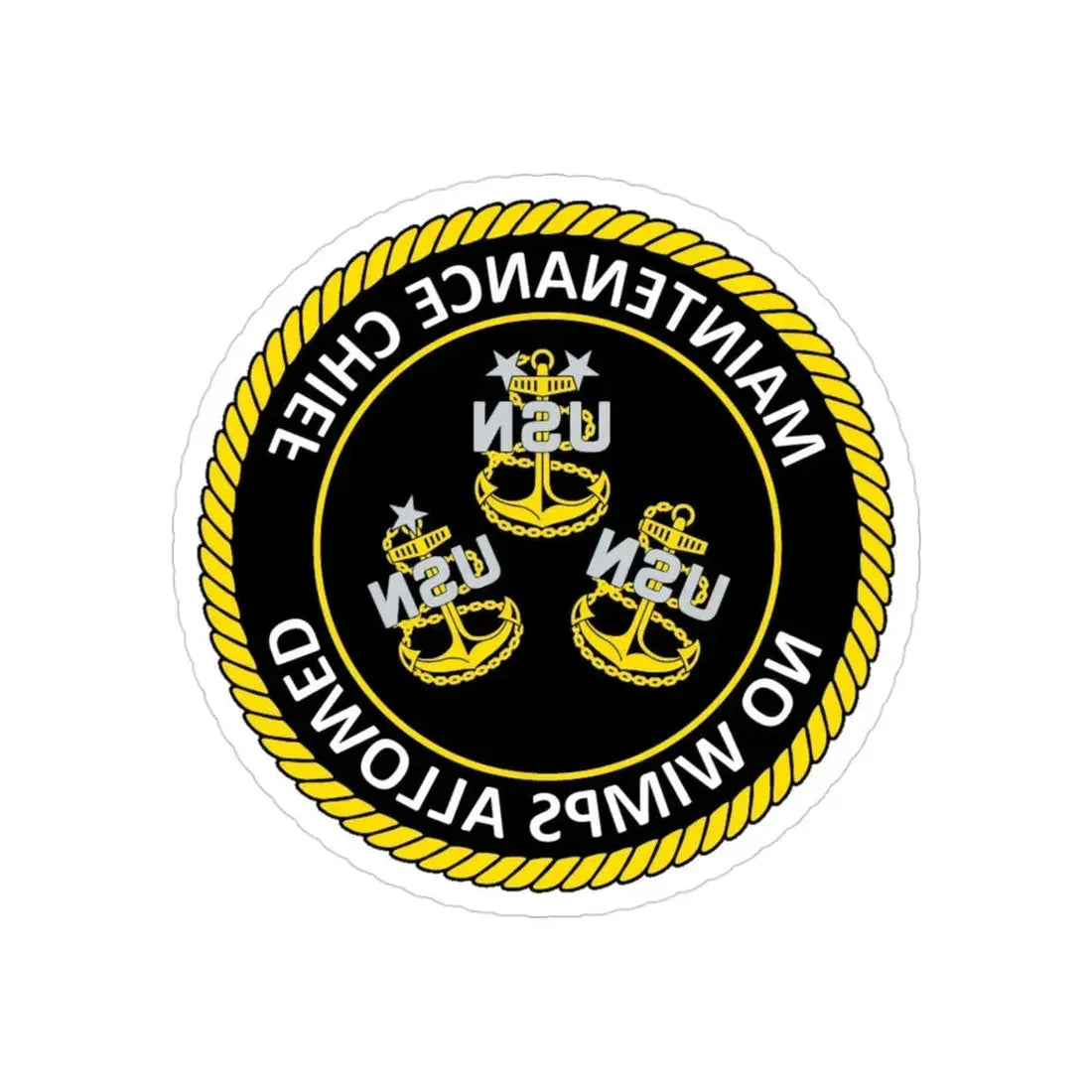 Maintenance Chief (U.S. Navy) REVERSE PRINT Transparent Die-Cut STICKER 3 Inch Die-Cut Transparent - The Sticker Space