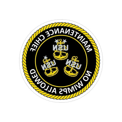 Maintenance Chief (U.S. Navy) REVERSE PRINT Transparent Die-Cut STICKER 3 Inch Die-Cut Transparent - The Sticker Space